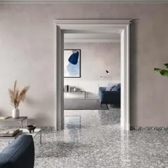 Gres porcellanato sottile: pro e contro di un pavimento moderno. Un soggiorno elegante con un tocco di design.