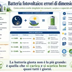 Dimensionamento impianto fotovoltaico: errori comuni e logica corretta. La batteria giusta è quella che si carica e scarica bene ogni giorno.
