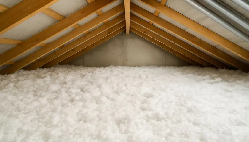 Sottotetto non abitabile con abbondante spessore isolamento, un soffice manto bianco che protegge dal freddo.