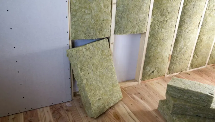 Isolamento di una parete con pannelli di lana di roccia, un cappotto interno spessore minimo per un'ottima coibentazione.