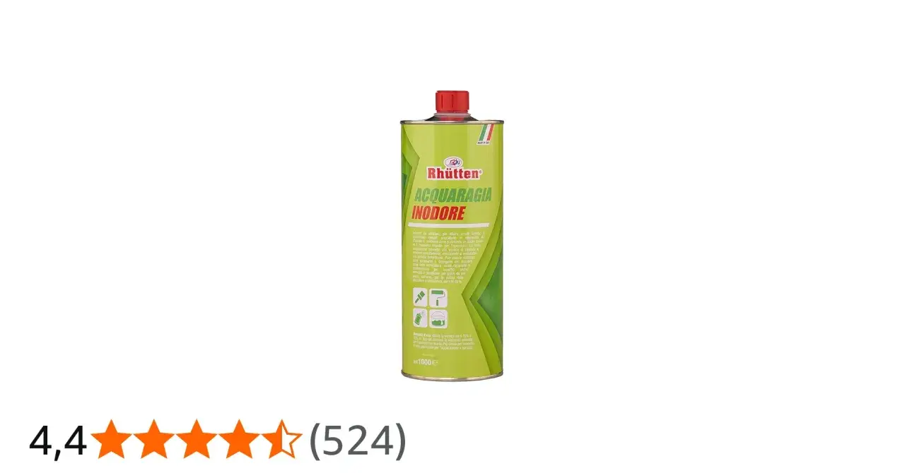 Flacone di acquaragia inodore Rhütten, ideale per diluire vernici sintetiche e per pulire superfici.
