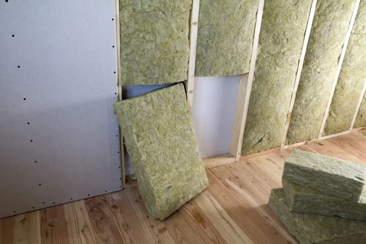 Isolamento di una parete con pannelli di lana di roccia, un cappotto interno spessore minimo per un'ottima coibentazione.