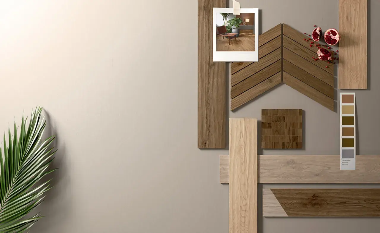 Schema posa gres effetto legno: diverse finiture e formati, un'ispirazione per pavimenti caldi e naturali.