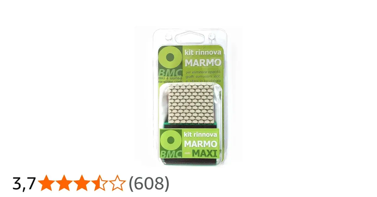 Kit per rinnovare il marmo opaco, eliminando graffi e corrosioni per ridare lucidatura.