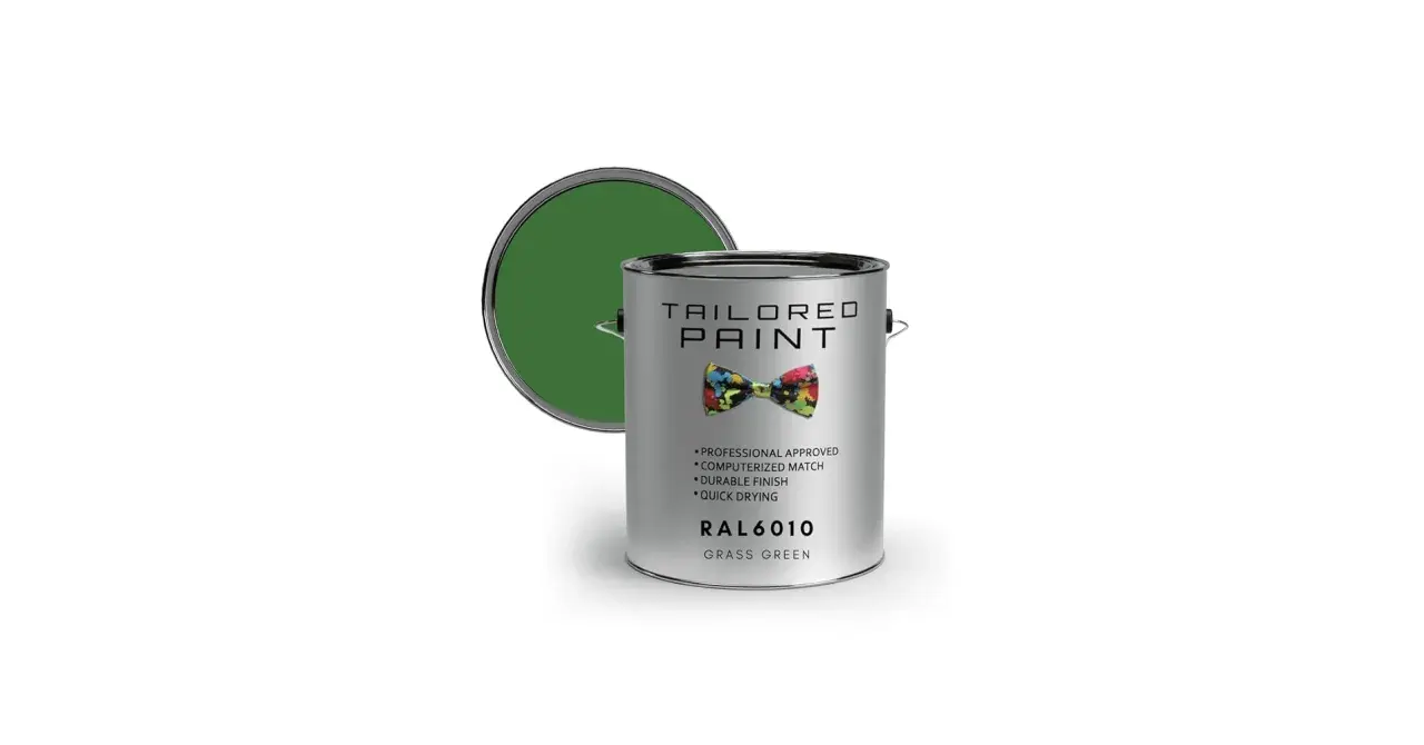 Latta di vernice per PVC, colore verde erba RAL 6010, finitura durevole e asciugatura rapida.