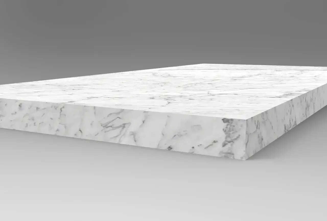 Superficie in marmo di Carrara con venature grigie su sfondo grigio. I colori del marmo di Carrara sono un classico intramontabile.