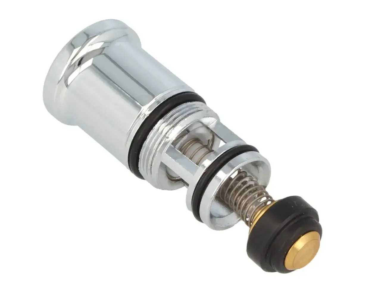 Componente interno cromato per rubinetteria Ideal Standard vecchi modelli, con molla e guarnizione.