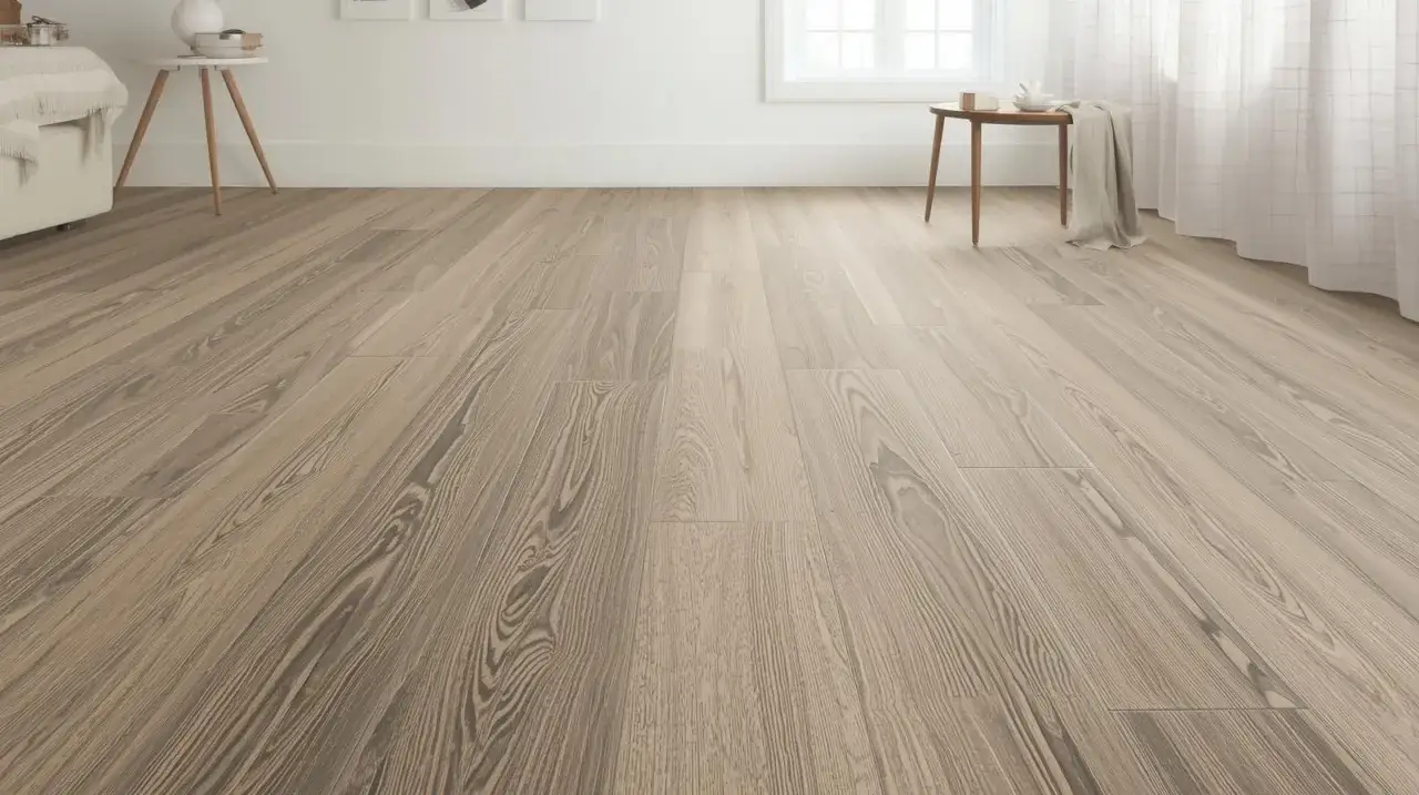 Pavimento SPC effetto legno chiaro, ideale per un ambiente moderno. Valuta il costo posa pavimento SPC per un risultato impeccabile.